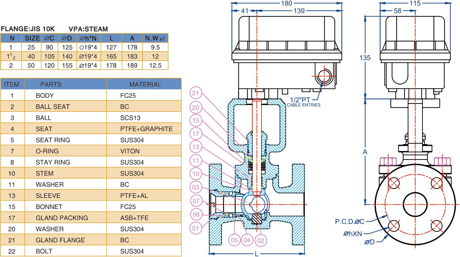 Hants Cast Iron Electric Ball Valve Structure Diagram